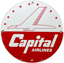 VINTAGE CAPITAL AIRLINES PORCELAIN SIGN GAS STATION PUMP PLATE UNITED DELTA AA picture