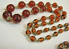 Antique exquisite scarce amber glass hand crafted beads necklace 50645 picture