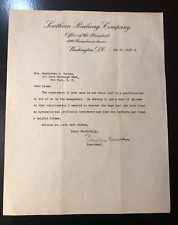 RARE 1927 Reginald Fairfax Harrison - Southern Railway Company Signed Letter picture