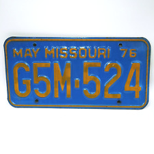 Vintage Original 1976 Missouri GM5 524 Blue & Yellow auto car License Plate picture