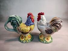 Vintage Sakura Chanticle Rooster Creamer Sugar Eckman Hand painted  China  5.5x5 picture
