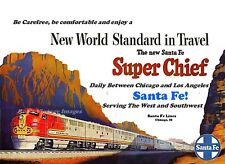 Santa Fe Railroad  Scenic Super Chief  Ad Train Poster Chicago LA  Art Print  picture