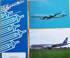Capitol Airlines. Ticket Jacket & 2 Capitol Air DC-8 Postcards Travel, picture