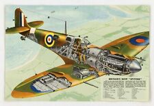 Glossy A3 Poster Print, WW2 Britain's New Spitfire, Cutaway diagram with Key picture