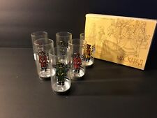 RARE NOS Vintage set of 6 Glass Tumblers Glasses Victorian Military Uniforms? G1 picture