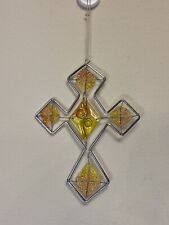 Stained Glass and Beads Crafted Cross Wire Hanging Beautiful Sun-catcher picture