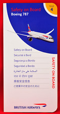 ✈️BRITISH AIRWAYS Bi-Fold Safety Card Boeing 787 / Issue 4 picture