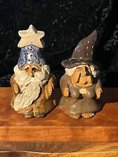 Vintage Mystical Pottery Witch & Wizard Salt & Pepper Set picture