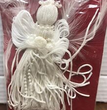 Vintage Angel White Tassel Christmas Ornament Bouquet Victorian Still In Package picture