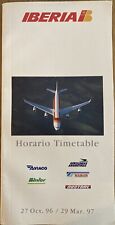 IBERIA AIRLINES TIMETABLE 27.10.96-29.03.1997 ROUTE MAP SEAT CHART 747 B727 DC10 picture