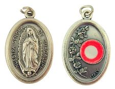 Silver Tone Our Lady of Guadalupe 3rd Class Piece of Cloth Relic Medal, 1 Inch picture
