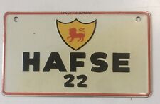 Vintage HAFSE 22 Italy Military Mini Metal License Plate for Bike or Pedal Car picture