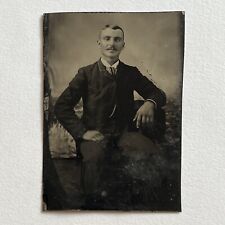 Antique Tintype Photograph Handsome Dapper Man Great Mustache Dandy picture
