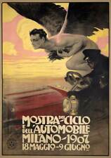Mostra del Ciclo e Dell 1907 Vintage Italian Auto Ad Giclee Canvas Print 20x29 picture