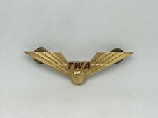 Vintage 1960s TWA Airlines Pilots Wings Pin Badge Medal Blackington 1/20 10K GF picture