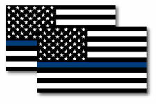 2X THIN BLUE LINE AMERICAN FLAG MAGNETS 3x5 INCH PACK OF 2 DECALS FOR CAR FRIDGE picture