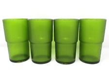 Vintage HJ Stotter Cups Green Stackable Acrylic Tumbler MCM Glasses MCM 12 oz picture
