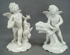 Pair of Vintage Sandizell Dresden Style Blanc De Chin Seasons Cherub Figurines picture