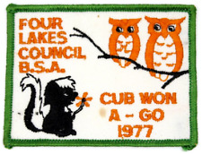 Vintage 1977 Cub Won-A-Go Patch Four Lakes Council Patch Wisconsin Skunk WI BSA picture