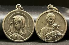 SPAIN 1950´ VIRGIN MARY & JESUS FRIEND SHEEP LOT x2 CHRISTIANITY MEDAL picture