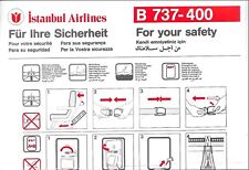 RARE  Istanbul Airlines Boeing 737-400 Safety Card picture