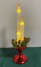 Cracker Barrel Christmas Acrylic Led Glitter Candlestick Centerpiece Cordless picture