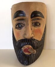 Vintage Mexican Wood Mask ~ 8 1/2” ~ Circa 1980’s picture