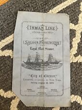 Inman Line City Of Chester Saloon Passenger List 1878 (RARE) picture