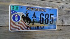 2019 Wyoming Cowboy Bucking Horse Air Force Veteran low # rear license plate picture
