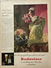 Budweiser Print Ad Vintage 1946 a tradition theater woman Go By Train Pullman picture