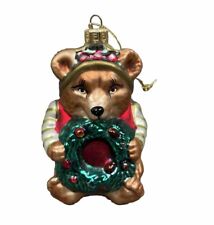 Fitz & Floyd Classics Blown Glass Christmas Holiday Lodge Bear Ornament picture