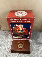 Vintage Old World Christmas Santa in Sleigh Glass Light 1994 BOX AND STAND ONLY picture