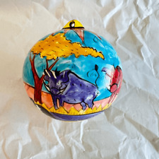 Vintage Penzo Zimbabwe Hand Painted Signed African Ceramic Ornament Warthog picture