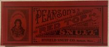 Antique Vintage 1910s - 1930s Pearson's Snuff Tobacco Label, Byfield, MA picture