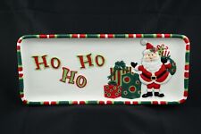 Fitz & Floyd Holiday Home That's A Wrap Ho Ho Ho Santa Ceramic Tray picture