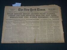1939 AUGUST 27 NEW YORK TIMES - HITLER DEMANDS BRITAIN ABANDON ALLIANCE- NP 3608 picture