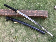 handmade Black Folded Steel Japanese Samurai Sword katana Full Tang Sharp Blade picture