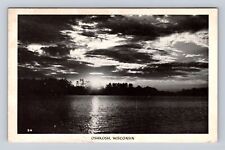 Oshkosh WI-Wisconsin, Lake Area At Night, Antique, Vintage Souvenir Postcard picture
