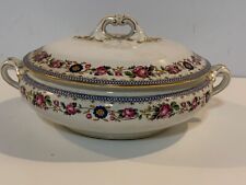 Antique Booths Staffordshire Porcelain Covered Tureen with Rose Floral Dec. picture