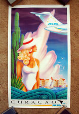 Original - CURACAO - Antillean Airlines Travel Poster airline tourism art  picture