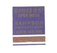 Vintage Sampson Air Force Base Geneva NY Officers' Open Mess Matchbook Unstruck picture