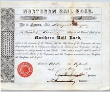 1846 Boston, MA Northern Railroad Stock Certificate LOW No. 32 for 4 Shares picture