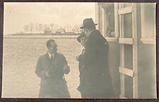 RPPC REAL PHOTO POSTCARD~AIR FIELD~TWO MEN WITH IGOR SIKORSKY~AVIATION PIONEER picture