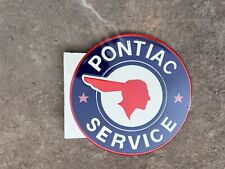 PORCELAIN PONTIAC SERVICE ENAMEL SIGN 24X24 INCHES DOUBLE SIDED WITH FLANGE picture