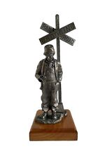 Vintage Michael Ricker Pewter Sculpture Railroad Train Conductor Signed 1986 Art picture