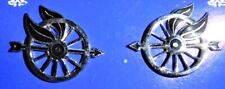GEMSCO NOS Vintage Collectible PIN - 1 PAIR MOTORCYCLE WINGED WHEEL silver black picture