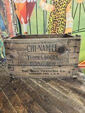 VINTAGE C. 1910 CHI-NAMEL WOODEN CRATE CARRIER SIGN OHIO VARNISH CO CHINESE RARE picture