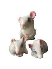 Vintage WADE Miniature Porcelain Mouse Mice Figurines England Set of 3 picture