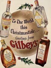 1936 GILBEY’S Scotch Whiskey Gin Christmas Globe World Greeting Print Ad picture