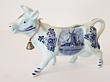 Delft Porcelain Blue and White Country Cow Creamer Pourer Pitcher picture